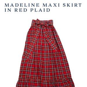 Elizabeth Wilson Red Plaid Madeline Maxi Skirt SzM